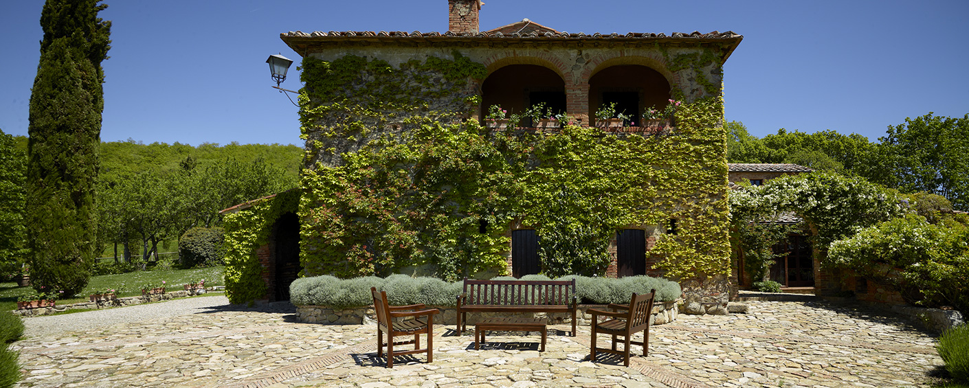 Typical Tuscan stone house in the famous Orcia valley